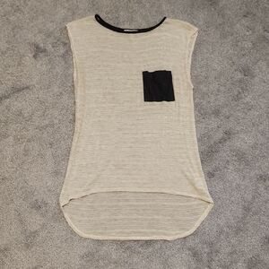 MONTEAU Knit High Low Muscle Tank With Black Accents